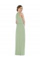 Cheapest High Neck Scarf Tie Blouson Bodice Maxi Bridesmaid Dress with Front Slit UK