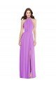 Cheapest Halter Backless Maxi Formal Bridesmaid Dress with Button Ruffle Placket UK