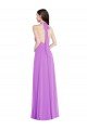 Cheapest Halter Backless Maxi Formal Bridesmaid Dress with Button Ruffle Placket UK