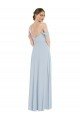 Cheapest Off the Shoulder Basque Neck Maxi Bridesmaid Dress with Flounce Sleeves UK