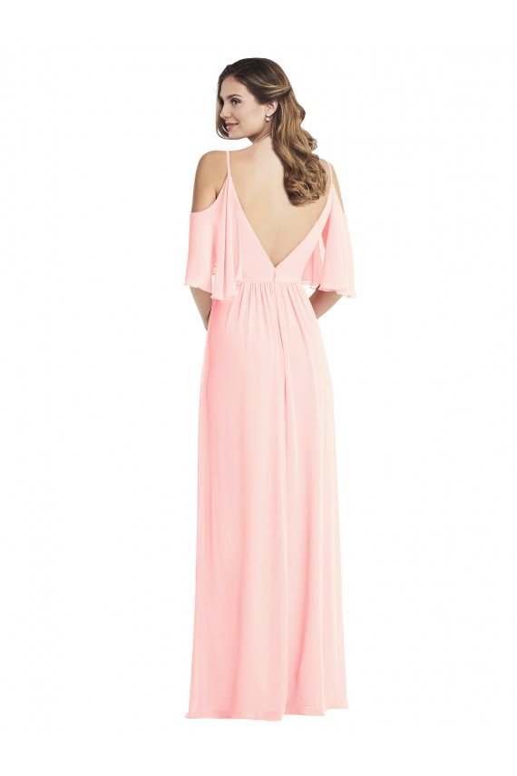 Cheapest Cold Shoulder Draped Wrap Maxi Bridesmaid Dress UK