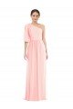 Cheapest One Shoulder Bell Sleeves Chiffon Maxi Bridesmaid Dress UK