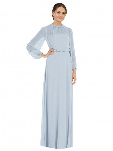 Cheapest Strapless Chiffon Maxi Formal Bridesmaid Dress with Puff Sleeve Blouson Overlay UK