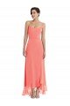 Cheapest Scoop Neck Ruffle Trimmed High Low Maxi Bridesmaid Dress UK