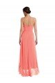 Cheapest Scoop Neck Ruffle Trimmed High Low Maxi Bridesmaid Dress UK
