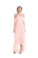Cheapest Off the Shoulder Ruffled High Low Maxi Bridesmaid Dress UK