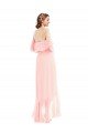 Cheapest Off the Shoulder Ruffled High Low Maxi Bridesmaid Dress UK