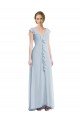 Cheapest Ruffle Trimmed V Back Chiffon Maxi Bridesmaid Dress UK