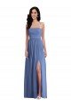 Cheapest Slim Spaghetti Straps Chiffon Bridesmaid Dress with Front Slit UK