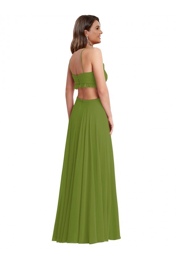 Cheapest Ruffled Chiffon Cutout Maxi Bridesmaid Dress UK