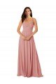 Cheapest Twist-Knot V-Neck Long Chiffon Bridesmaid Dress UK