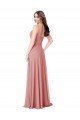 Cheapest Twist-Knot V-Neck Long Chiffon Bridesmaid Dress UK
