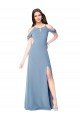 Cheapest High Neck Chiffon Bridesmaid Dress with Draped Sleeves UK