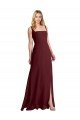 Cheapest Square Neckline Soft A-Line Chiffon Bridesmaid Dress with Side Slit UK