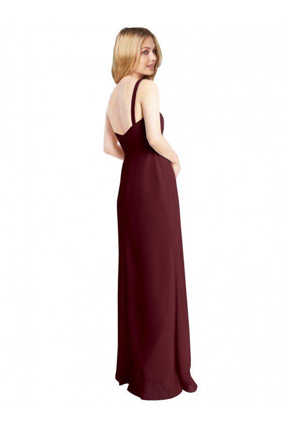 Cheapest Square Neckline Soft A-Line Chiffon Bridesmaid Dress with Side Slit UK