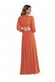 Cheapest High Low Ruffled Long Chiffon Cutout Bishop Sleeves Maxi Bridesmaid Dress UK