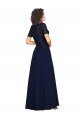 Cheapest Short Sleeves A-Line Long Chiffon Bridesmaid Dress / Prom Dress with Beaded Bodice UK