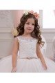 Cheapest Ivory Ball Gown Bateau Neck Chapel Train Sleeveless Flower Girl Dress UK
