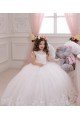 Cheapest Ivory Ball Gown Bateau Neck Chapel Train Sleeveless Flower Girl Dress UK