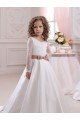 Cheapest Ivory Ball Gown V-Neck Chapel Train Long Sleeve Flower Girl Dress UK