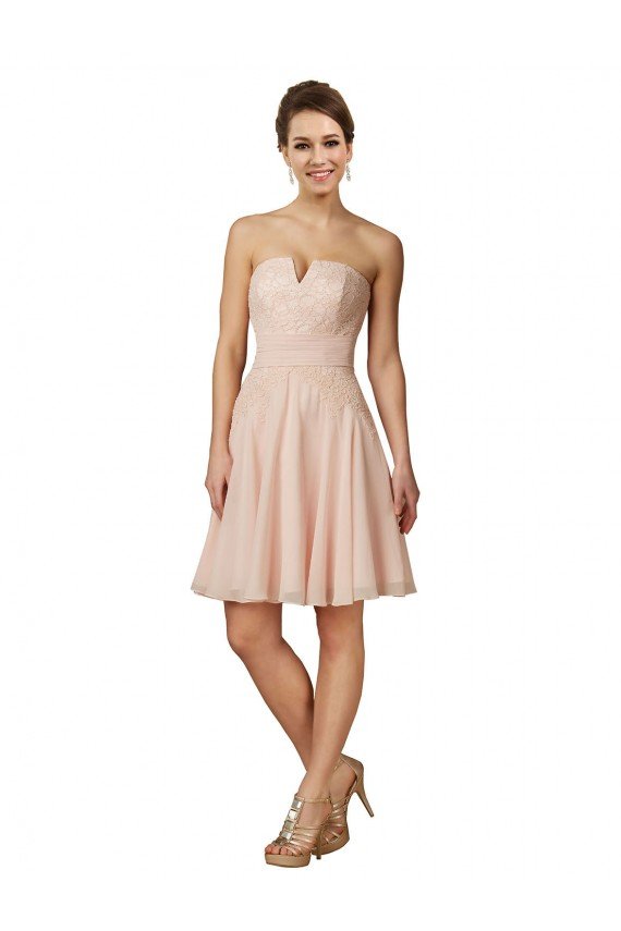 Cheapest Lace and Chiffon Bridesmaid Dress / Cocktail Dress with Unique Neckline UK