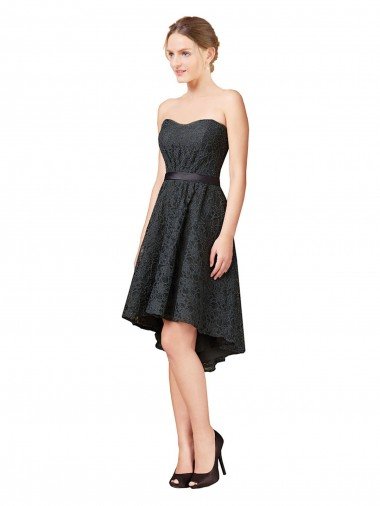 Cheapest Lace Cocktail Bridesmaid Dress with Hi-Low Hemline UK
