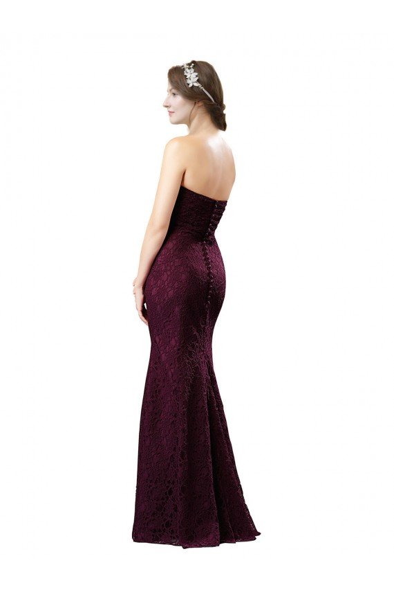 Cheapest Fitted Long Lace Bridesmaid Dress with Sweetheart Neckline UK