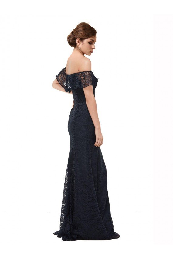Cheapest Off the Shoulder Long Lace Bridesmaid Dress / Prom Dress with Flutter Sleeves UK