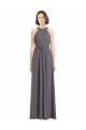 Cheapest Long Chiffon Bridesmaid Dress with Corded Lace Bodice UK