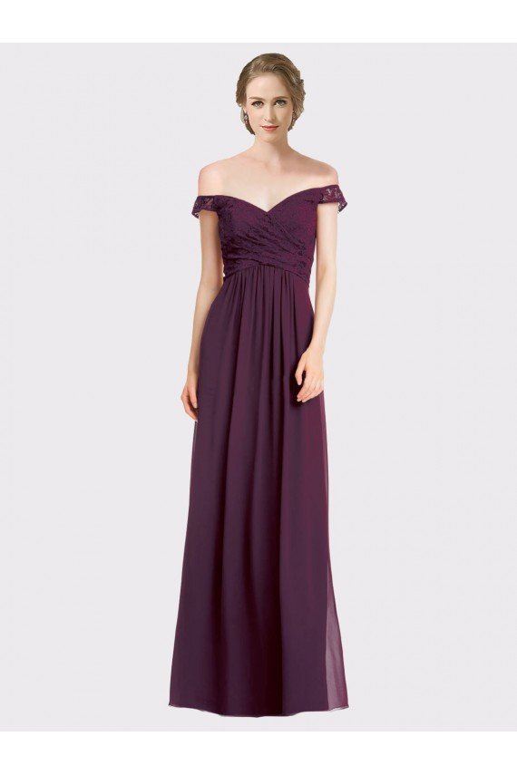 Cheapest Sweetheart Long Bridesmaid Dress with Off the Shoulder Cap Sleeve Lace Bodice UK