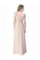 Cheapest Long Chiffon Bridesmaid Dress with Corded Lace V-Neck Bodice UK