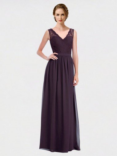 Cheapest V-Neck Bridesmaid Dress with Corded Lace Bodice UK