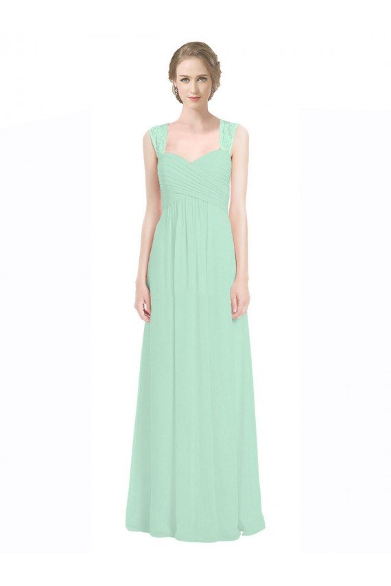 Cheapest Sweetheart Chiffon Bridesmaid Dress with Lace Straps and Keyhole Back UK