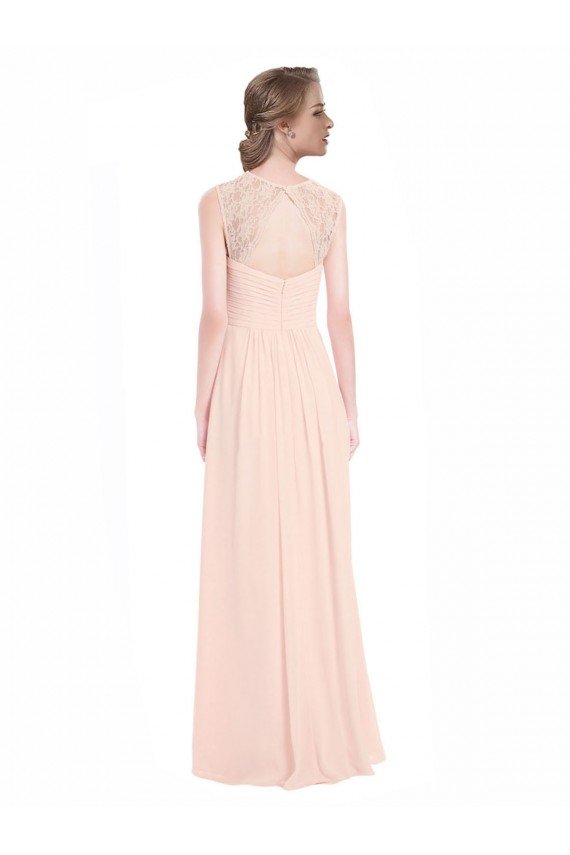 Cheapest Sweetheart Chiffon Bridesmaid Dress with Lace Straps and Keyhole Back UK