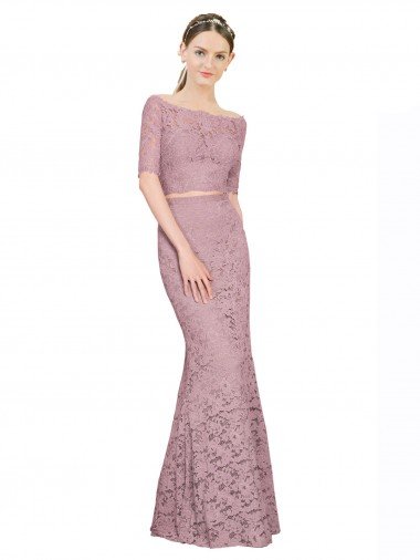 Cheapest Short Sleeves Crop Top Mermaid Lace Bridesmaid Dress / Prom Dress UK