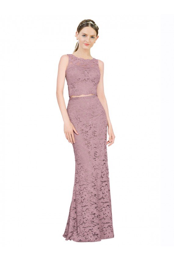 Cheapest Sleeveless Crop Top High Neck Mermaid Lace Bridesmaid Dress / Prom Dress UK