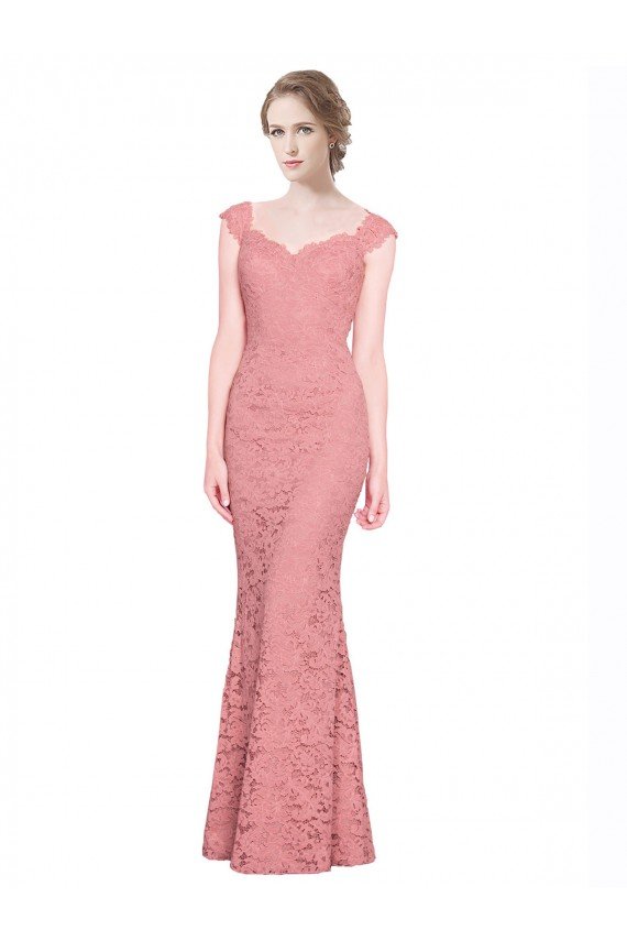 Cheapest Sweetheart Mermaid Long Lace Bridesmaid Dress / Prom Dress with Wide Straps UK