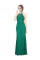 Cheapest High Illusion Halter Neck Long Lace Bridesmaid Dress / Prom Dress UK