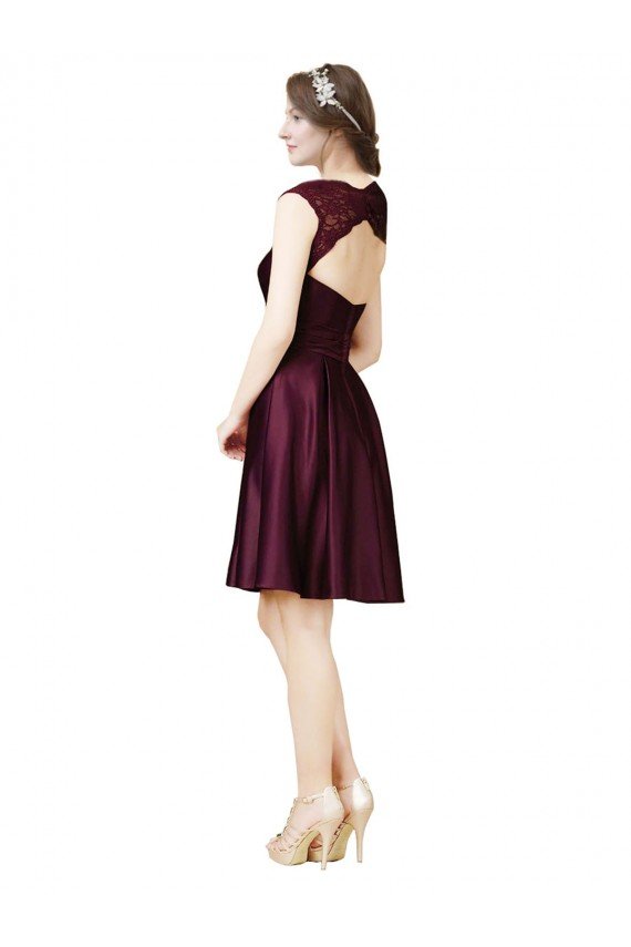 Cheapest Short Knee Length Lace Cocktail Bridesmaid Dress with Square Neck UK
