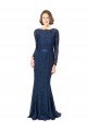 Cheapest Long Sleeves Floor Length Vintage Lace Bridesmaid Dress with Deep V-Back UK