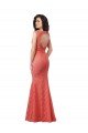 Cheapest Mermaid Long V-Neck Lace Bridesmaid Dress with Open Back UK