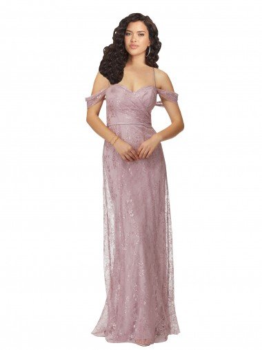 Cheapest Sweetheart Chantilly Lace Bridesmaid Dress with Off the Shoulder Sleeves UK
