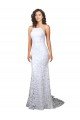 Cheapest Mermaid Fitted High Neck Low Back Fishtail Wedding Dress UK