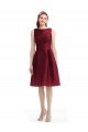 Cheapest Short Midi Length Satin Cocktail Bridesmaid Dress with Bateau Neckline and V-Back UK