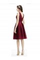 Cheapest Short Midi Length Satin Cocktail Bridesmaid Dress with Bateau Neckline and V-Back UK