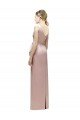 Cheapest Sleeveless V-Neck Long Satin Bridesmaid Dress with Draped Bodice and Tiered Bow UK