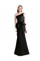 Cheapest Long One Shoulder Satin Bridesmaid Dress with Bow Ties UK
