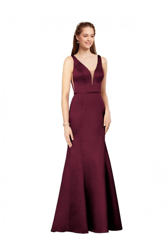 Cheapest Sexy Formal Satin Bridesmaid Dress / Prom Dress with Side Cutouts UK