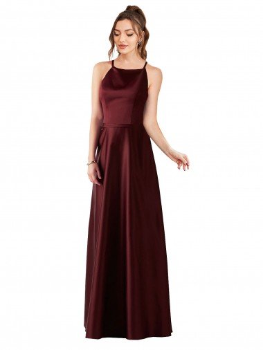 Cheapest Sleek Satin Bridesmaids Dress with Pockets UK