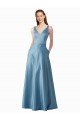 Cheapest Classic Satin V-Neck A-Line Bridesmaids Dress with Pockets UK